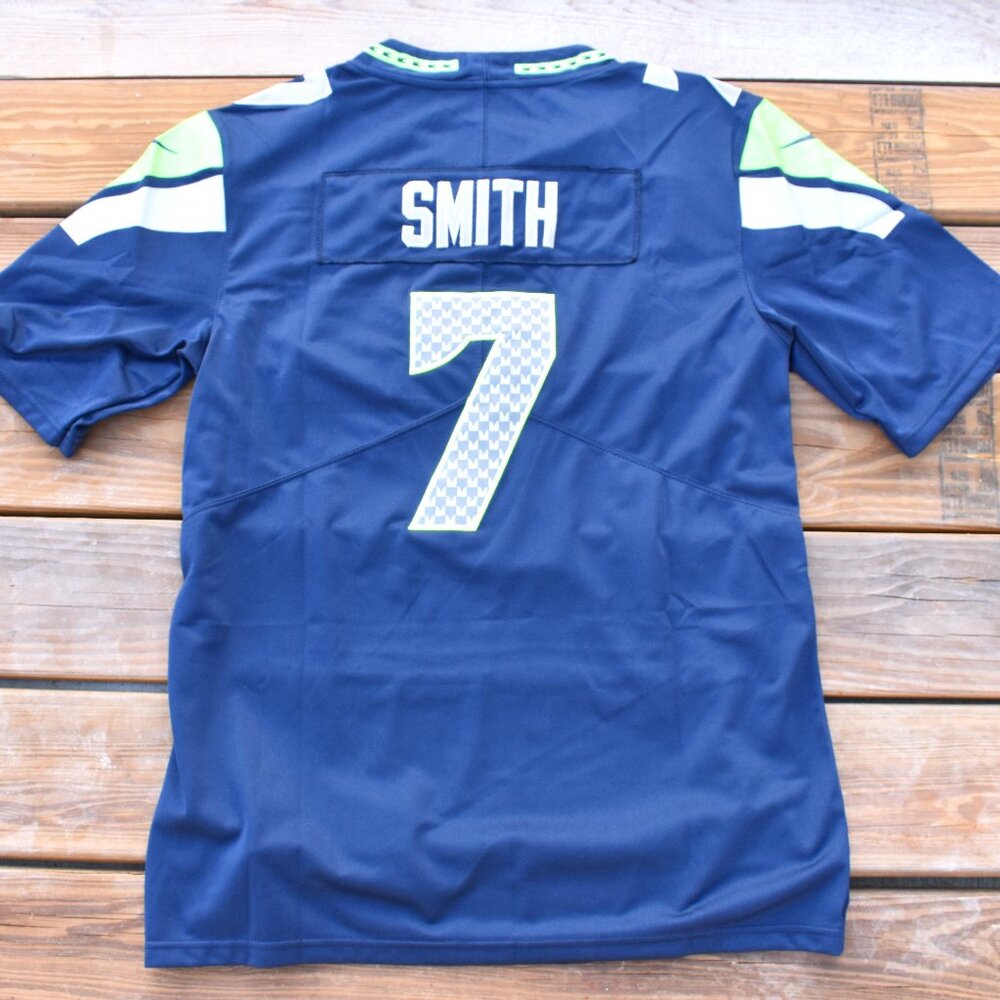 New! Geno Smith Seattle Seahawks Blue & Silver Football Jersey Adult Men's Sizes